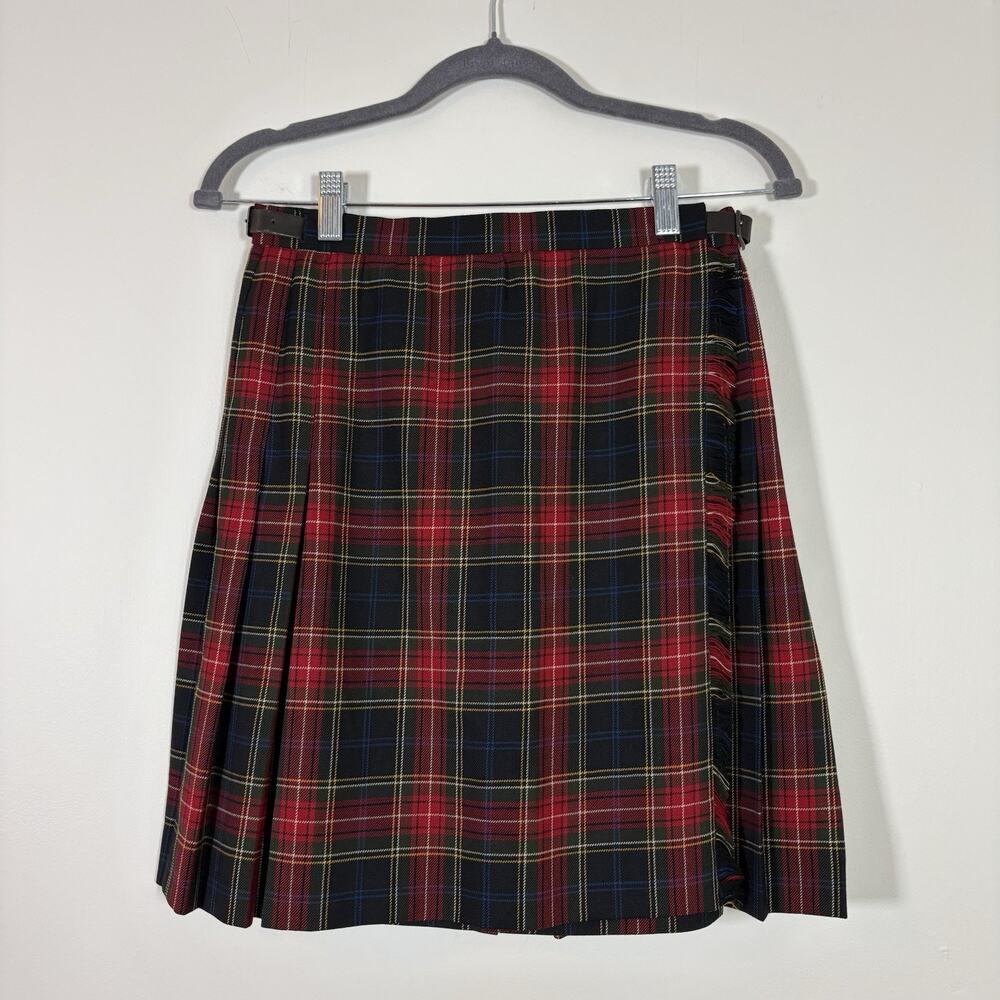 VTG Jones New York Tartan Plaid Pleated Kilt Skirt Red Black Academia Preppy 10P